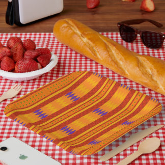 Farbenfrohe Kente Afrocentric Musterpapier Teller