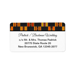 Farbenfrohe Kente Black Pinstripe K30 UAWG Return Adressaufkleber