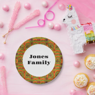 Farbenfrohe Kente Family Wiedersehen Paper Plate Pappteller