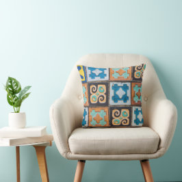 Farbenfrohe Keramik Fliesen Muster Design Kissen