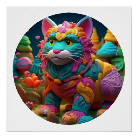 Farbenfrohe Keramik Kitty Kat Poster (Vorderseite)