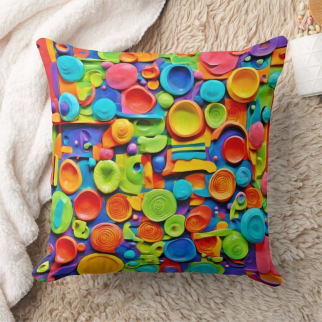 Farbenfrohe Keramik Kunst Kissen (Decke)
