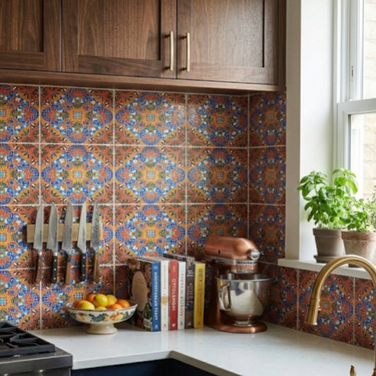 Farbenfrohe Keramikfliese im Mosaikstil 