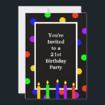 Farbenfrohe Kerzen 21. Geburtstag Party Einladung<br><div class="desc">Farbenfrohe Kerzen und Polka-Punkte sorgen für eine lustige Party Einladung zum 21. Geburtstag!  Sie können die Rückseite mit Ihren Party-Details anpassen.  Urheberrechtsblatt</div>