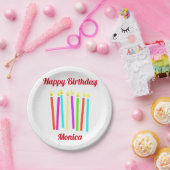 Farbenfrohe Kerzen Happy Birthday Paper Plate Pappteller (Party)
