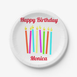 Farbenfrohe Kerzen Happy Birthday Paper Plate Pappteller