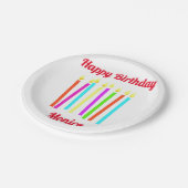 Farbenfrohe Kerzen Happy Birthday Paper Plate Pappteller (Schrägansicht)
