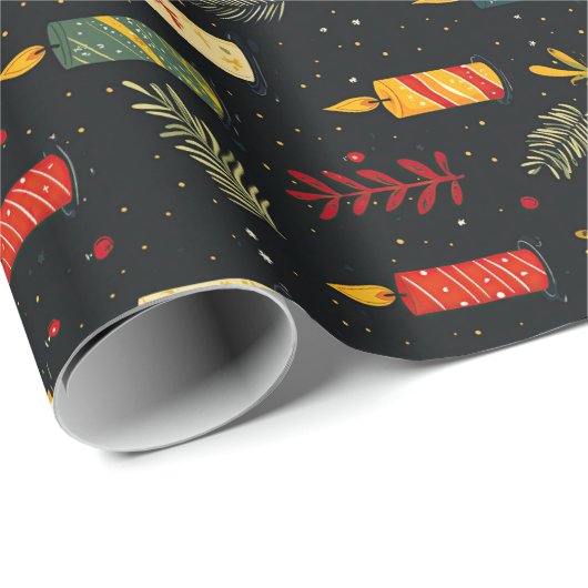 Farbenfrohe Kerzen Xmas Geschenkpapier (Rolleneckpunkt)
