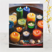 Farbenfrohe Kerzen zum Geburtstag Karte (Gelbe Blume)