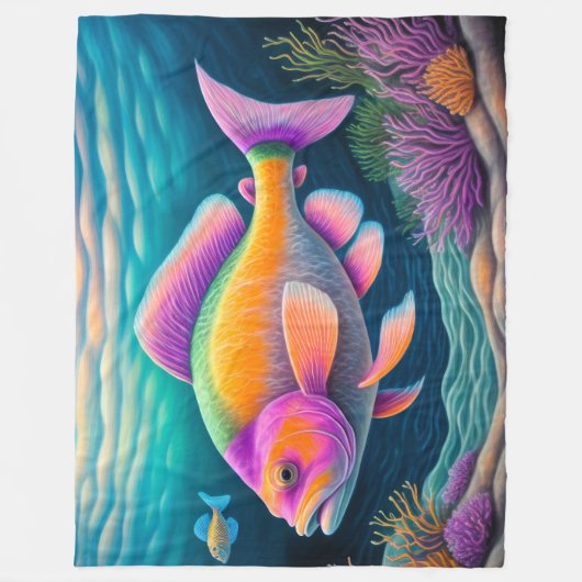 Farbenfrohe Khalde Zeichnend Fische Fleecedecke (Vorderseite)