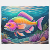 Farbenfrohe Khalde Zeichnend Fische Fleecedecke (Vorderseite (Horizontal))