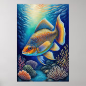 Farbenfrohe Khalde Zeichnend Fische Poster (Vorne)