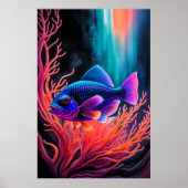 Farbenfrohe Khalde Zeichnend Fische Poster (Vorne)