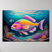 Farbenfrohe Khalde Zeichnend Fische Poster (Vorne)