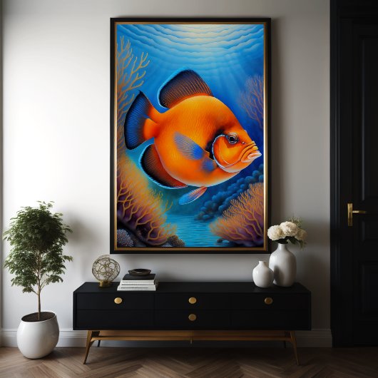 Farbenfrohe Khalde Zeichnend Fische Poster