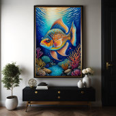 Farbenfrohe Khalde Zeichnend Fische Poster