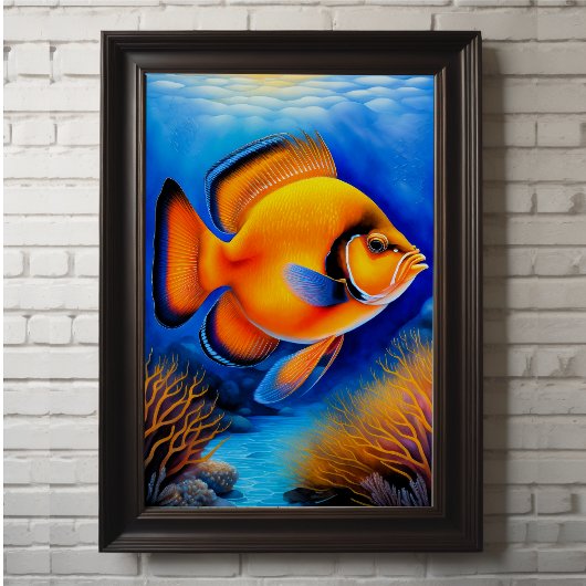Farbenfrohe Khalde Zeichnend Fische Poster