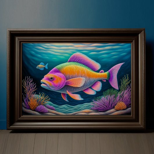 Farbenfrohe Khalde Zeichnend Fische Poster