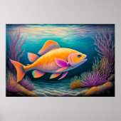 Farbenfrohe Khalde Zeichnend Fische Poster (Vorne)