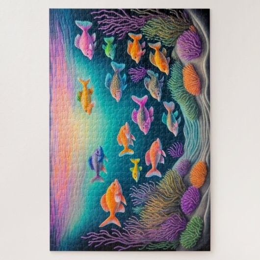 Farbenfrohe Khalde Zeichnend Fische Puzzle (Vertikal)