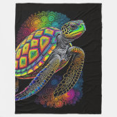 Farbenfrohe Khalde Zeichnend Meeresschildkröte Fleecedecke (Vorderseite)