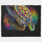 Farbenfrohe Khalde Zeichnend Meeresschildkröte Fleecedecke (Vorderseite (Horizontal))