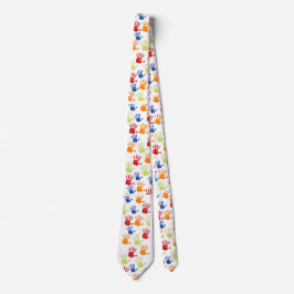 Farbenfrohe Kid Handprint Krawatte für Lehrer