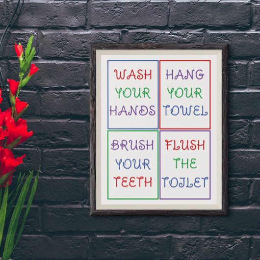 Farbenfrohe Kid's Bathroom Wall Poster