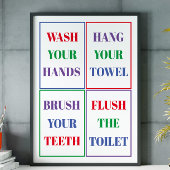 Farbenfrohe Kid's Bathroom Wall Poster