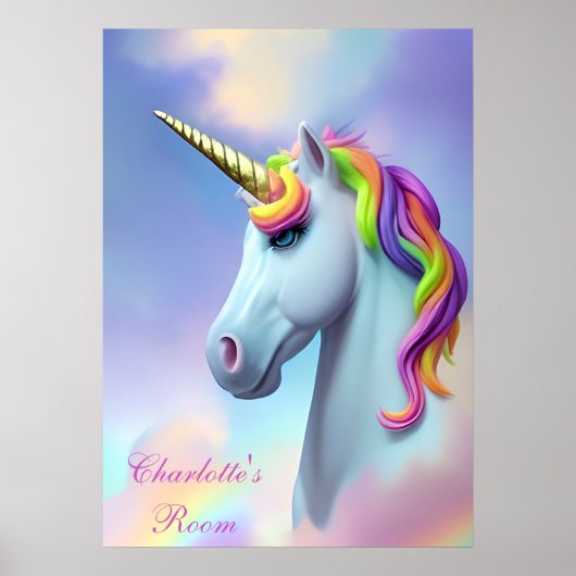 Farbenfrohe Kid's Room Unicorn Poster (Vorne)