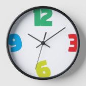 Farbenfrohe Kids-Wall-Uhr mit fetten Zahlen Uhr (Vorderseite)