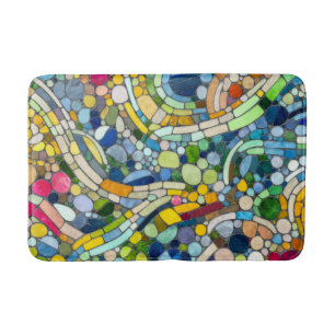 Farbenfrohe Kies Mosaik Kunst Badematte