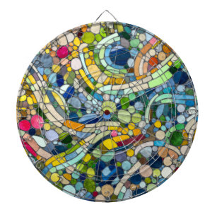 Farbenfrohe Kies Mosaik Kunst Dartscheibe