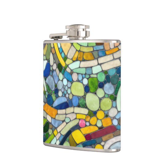 Farbenfrohe Kies Mosaik Kunst Flachmann (Links)