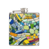 Farbenfrohe Kies Mosaik Kunst Flachmann (Vorderseite)