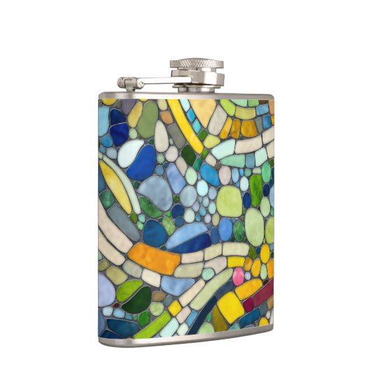 Farbenfrohe Kies Mosaik Kunst Flachmann (Rechts)