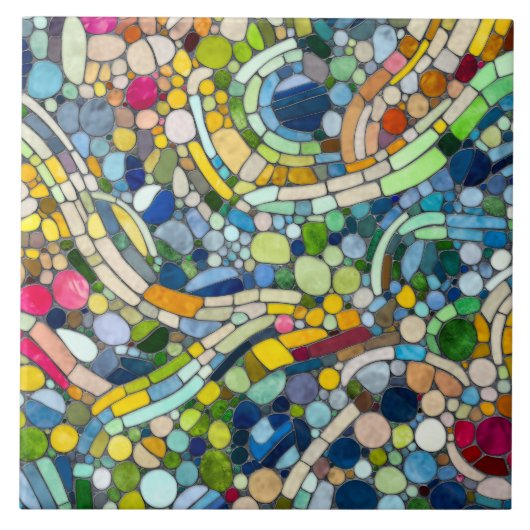 Farbenfrohe Kies Mosaik Kunst Fliese (Vorderseite)
