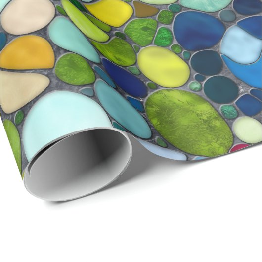 Farbenfrohe Kies Mosaik Kunst Geschenkpapier (Rolleneckpunkt)