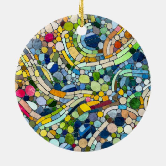 Farbenfrohe Kies Mosaik Kunst Keramik Ornament (Hinten)