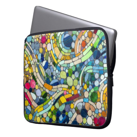 Farbenfrohe Kies Mosaik Kunst Laptopschutzhülle (Vorderseite Links)