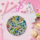 Farbenfrohe Kies Mosaik Kunst Pappteller<br><div class="desc">Farbenfrohe Kies Mosaik Kunst</div>