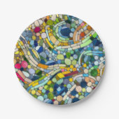 Farbenfrohe Kies Mosaik Kunst Pappteller (Vorderseite)