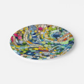 Farbenfrohe Kies Mosaik Kunst Pappteller (Schrägansicht)