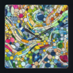 Farbenfrohe Kies Mosaik Kunst Quadratische Wanduhr<br><div class="desc">Farbenfrohe Kies Mosaik Kunst</div>