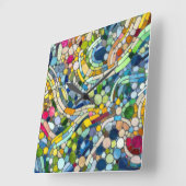 Farbenfrohe Kies Mosaik Kunst Quadratische Wanduhr (Winkel)
