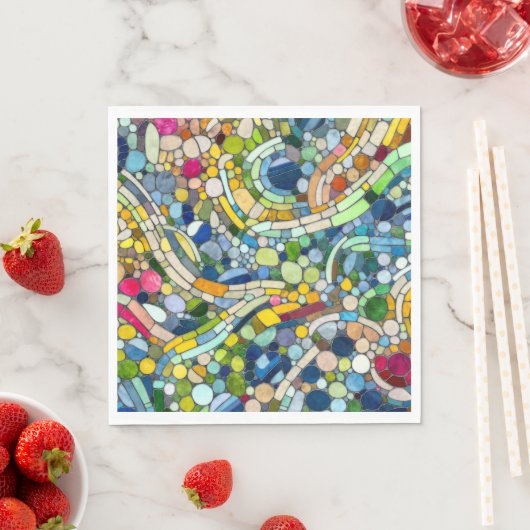 Farbenfrohe Kies Mosaik Kunst Serviette (Beispiel)