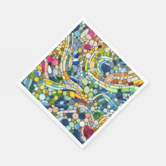 Farbenfrohe Kies Mosaik Kunst Serviette (Ecke)