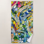 Farbenfrohe Kies Mosaik Kunst Strandtuch (Vorderseite)