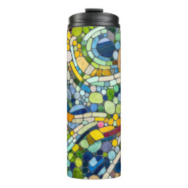 Farbenfrohe Kies Mosaik Kunst Thermosbecher