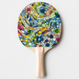 Farbenfrohe Kies Mosaik Kunst Tischtennis Schläger